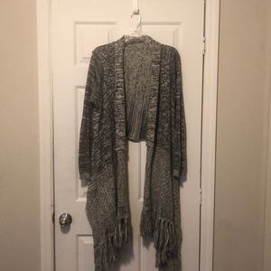 Grey knitted cardigan sweater
